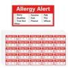 500Pcs Allergy Stickers Red Rectangle Kids Food Allergy Labels Alert Safety