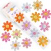 500Pcs Holographic Glitter Daisy Flower Vinyl Stickers Roll 1.18 Inch 9 Assorted Color Floral Waterproof Envelope Sealing Labels for Gift Wrapping Scrapbook Boutique Packaging Kids DIY Craft Decor