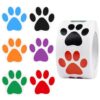 500 Pcs Paw Print Stickers, 1 Inch Self-Adhesive Dog Paw Stickers Roll for DIY Decor, Party Favors, Scrapbooking – Colorful Cute Paw Labels