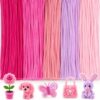 500 Pcs Pink Pipe Cleaners for Crafts Bulk, 6mm Thick 12 Inch Chenille Stems, Pastel Pipe Cleaners for Pipe Cleaner Flowers Making, DIY Art Supplies (Gradient Pink, 5 Shades)