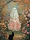 500 Piece Ghost Cat Wooden Jigsaw Puzzle, Challenging and Fun Activity - Interesting and Warm Art Adult Puzzles - Modern Home Decor Ideal Gifts (20.5x15inch)