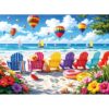 500 Piece Jigsaw Puzzle for Adults – Colorful Beach Chairs and Hot Air Balloons Ocean Scene, Tropical Summer Seaside Vacation Puzzle for Relaxing Home Decor & Gift, 20.5 x 15 in
