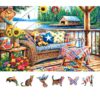 500 Piece Jigsaw Puzzle for Adults, Lake Cabin Porch Scene, Colorful Summer Countryside Theme
