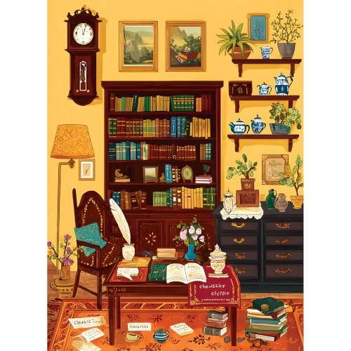 500 Piece Puzzle for Adults, Artist Studio Jigsaw Puzzle 500 Pieces, Cozy Library Painting Room Puzzle, Recycled Cardboard Adult Puzzles, Challenging Home Decor Gift for Adults Seniors, 20.5 x 15 in