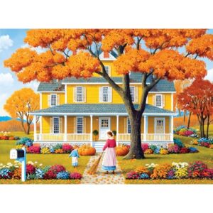 500 Piece Puzzle for Adults, Autumn Garden Jigsaw Puzzle 500 Pieces, Fall Leaves Yard Scene Puzzle, Recycled Cardboard Adult Puzzles, Challenging Home Decor Gift for Adults Seniors, 20.5 x 15 in