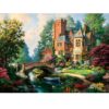 500 Piece Puzzle for Adults,Cozy Castle River Bridge Puzzles for Teens & Elders,Enchanted Garden Nature Scene Puzzle with Letters on Back, Challenging Fun Game Home Decor Birthday Party Gift,20.5 x 15