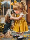 500 Piece Puzzles - Girl in a Yellow Dress Feeding a Dog - Fun Family 500 Piece Jigsaw Puzzle, 15 X 20 Inch, Recyclable Wooden Puzzle Pieces, Favorite Room Decor Or Gifts
