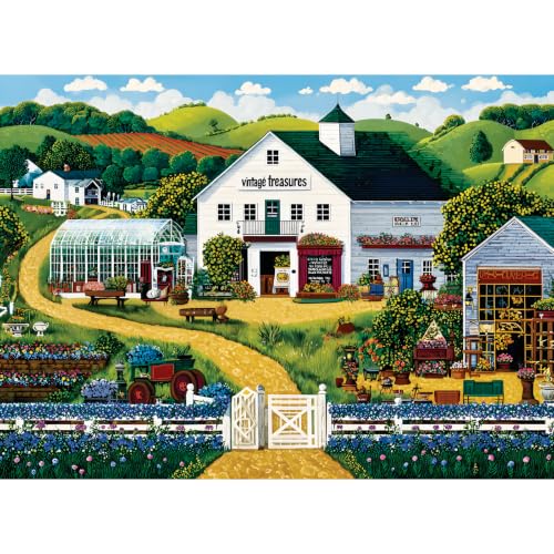 500 Piece Puzzles for Adults,Country Cottage Jigsaw Puzzles 500 Pieces, Green Valley Meadow Puzzles for Teens Seniors, Summer Farm Garden Jigsaw Puzzle Relaxing Family Activity Birthday Gift
