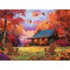 500 Piece Puzzles for Adults, Cozy Autumn Cabin Jigsaw Puzzle with Colorful Leaves, Pumpkins in Fall 500 Piece Puzzle, Wall Decor, Perfect for Gift for Adults, Seniors, 20.5 x 15 in