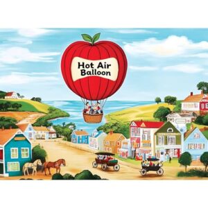 500 Piece Puzzles for Adults, Hot Air Balloon 500 Piece Puzzle, Charming Colorful Houses Jigsaw Puzzles, Relaxing Gifts for Adults, Seniors, Finished Size 20.5” x 15”