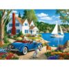 500 Piece Puzzles for Adults, Lake Mountains Cabin Jigsaw Puzzles 500 Pieces, Vintage Blue Car Puzzles for Teens Seniors, Dog Puppy Animal Jigsaw Puzzle Summer Scenery Puzzle Family Activity Gift
