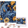 500 Piece Puzzles for Adults Personalized Wooden Puzzles Blue Pattern Jigsaw Puzzles Gift Custom Puzzle from Photos Challenging Puzzles for Family Wedding Christmas Birthday Gifts 20.4 x 15 in