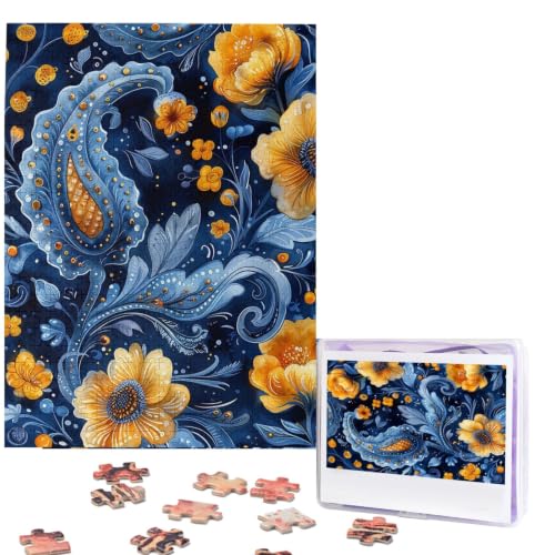 500 Piece Puzzles for Adults Personalized Wooden Puzzles Blue Pattern Jigsaw Puzzles Gift Custom Puzzle from Photos Challenging Puzzles for Family Wedding Christmas Birthday Gifts 20.4 x 15 in
