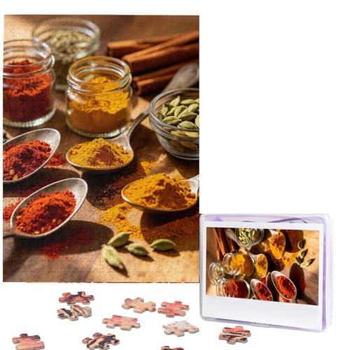 500 Piece Puzzles for Adults Personalized Wooden Puzzles Colorful Spices Jigsaw Puzzles Gift Custom Puzzle from Photos Challenging Puzzles for Family Wedding Christmas Birthday Gifts 20.4 x 15 in