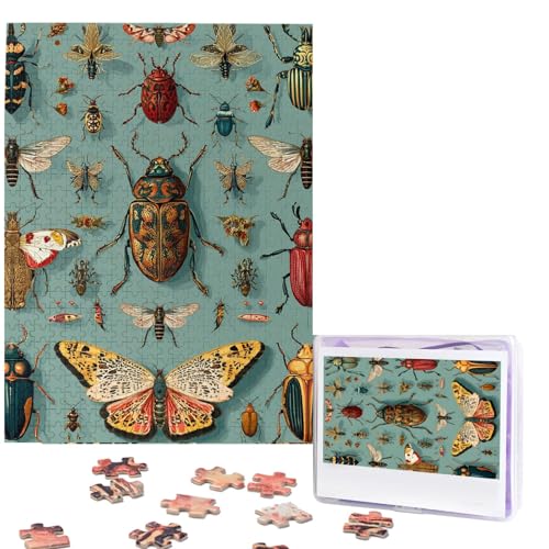 500 Piece Puzzles for Adults Personalized Wooden Puzzles Insect Pattern Jigsaw Puzzles Gift Custom Puzzle from Photos Challenging Puzzles for Family Wedding Christmas Birthday Gifts 20.4 x 15 in