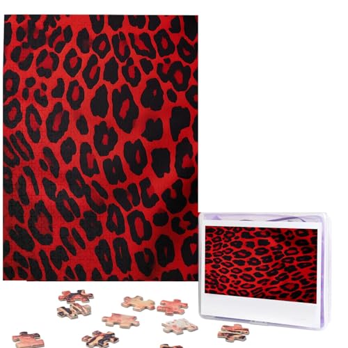 500 Piece Puzzles for Adults Personalized Wooden Puzzles Red Leopard Pattern Jigsaw Puzzles Gift Custom Puzzle from Photos Challenging Puzzles for Family Wedding Christmas Birthday Gifts 20.4 x 15 in