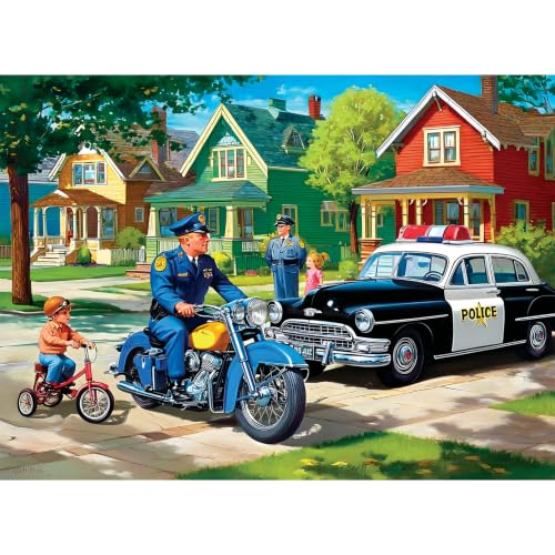 500 Piece Puzzles for Adults, Police Patrol Jigsaw Puzzles 500 Pieces, Summer Community Street Puzzle 500 Pieces for Teens Seniors, Vintage Car Jigsaw Puzzle, Stress Relief Puzzle Toy Game Gift