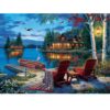 500 Piece Puzzles for Adults, Serene Lake Cabin Retreat Jigsaw Puzzle, Lakeside Cottage Puzzle for Teens Elderly, Recycled Cardboard Challenging Landscape Puzzle for Game Nights Home Decor 20.5x15 in