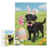 500 Piece Religious Cross Bunny Lilies Puzzle – Wooden Cross with Purple Cloth,White Bunny,and He is Risen Text on Soft Blue Watercolor Background, Inspirational Spring Theme,20.5x15 Inches
