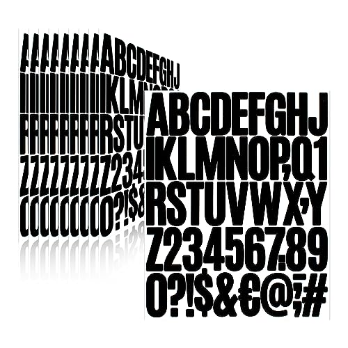 500 Pieces 10 Sheets Letter Stickers,Self Adhesive Vinyl Waterproof Mailbox Numbers Stickers,Alphabet Number Stickers for Mailbox,Window,Door,Sign,Address Number,Business(2 Inch) (Black)
