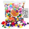 500 Pieces Craft Pompoms with 100pieces Wiggle Eyes, Bright and Bold Assorted Colors and Sizes, for Arts, Crafts, Decorations