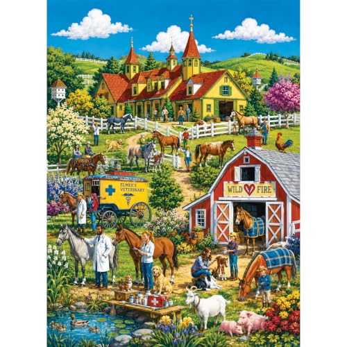 500 Pieces Jigsaw Puzzle for Adults, Village Rescue Station Jigsaw Puzzle, Colorful Country Scene Puzzle, Family Game, Challenging Brain Teaser, Premium Cardboard Puzzle, Home Wall Decor