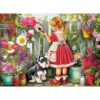 500 Pieces Puzzle for Adults, Beautiful Girl Jigsaw Puzzle, Cute Dog Garden Flowers Puzzle for Kids Adults Seniors, Recycled Cardboard Puzzle with Letters on Back, Fun Family Game Birthday Party Gift