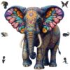 500 Piece Wooden Puzzles for Adults, Elephant Wooden Jigsaw Puzzles for Adults, Unique Animal Shaped Wood Puzzles, Fun Challenging Floral Elephant Puzzle for Friend Family Game Home Decor 17 * 16.2in