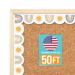 50ft Bulletin Board Borders Trim - Classroom Borders for Bulletin Board Decorations, Daycare Teacher Must Haves, Home & Office DIY Supplies, Boho Back to School & Workplace Events Party Decor