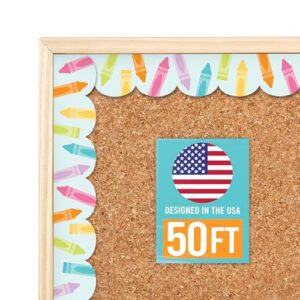 50ft Bulletin Board Borders Trim - Classroom Borders for Bulletin Board Decorations, Daycare Teacher Must Haves, Home & Office DIY Supplies, Pastel Back to School & Workplace Events Party Decor