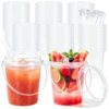 50 Pack 24 oz Drink Buckets with Lids, Straws & Handles, Disposable Clear Plastic Iced Coffee Cups for Milkshakes, Smoothies, Fruit Drinks, Rum & Lemonade Buckets for Pools, Beaches, Bars & Parties