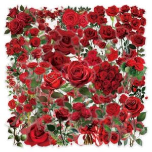 50 Packs Rose Stickers Water Bottles Laptop Phone Computer Guitar Skateboard Hydroflasks Rose Transparent Vinyl Sticker Waterproof Aesthetic Trendy Decals for Kids Teens Girls Adults