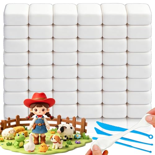 50 Pack White Air Dry Foam Clay,1.12lb Soft Molding Lightweight Clays with 3 Pcs Sculpting Tools for Kids,Adults,Crafting Cosplay,Artistic Projects