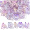 50PCS Chunky Letter Beads for Keychains, Large Hole Acrylic Beads UV-Plated Purple Vowel Letters for DIY Bracelets, Necklace, Craft (A, E, I, O, U)