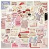 50PCS Cute Bookish Pink Aesthetics Stickers Pack