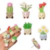 50 PCS Cute Smiley Flowerpot Thumb Tacks, 2026 Upgrade Resin Decorative Push Pins for Cork Board, Photo Wall, Map Marking, Classroom, Office Home School Decor.