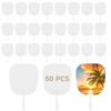 50 Pcs DIY Blank Paper Fans, 9.8 x 6.3 in, White Handheld Fans for Painting, Bulk Church Fans Handheld Set for Weddings, Classrooms, Art Projects, and Party Favors