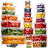 50 PCS Food Storage Containers with Lids Airtight (25 Containers + 25 Lids), Leakproof BPA-Free Meal Prep Containers, Microwave Freezer Dishwasher Safe, Stackable Kitchen Pantry Organization