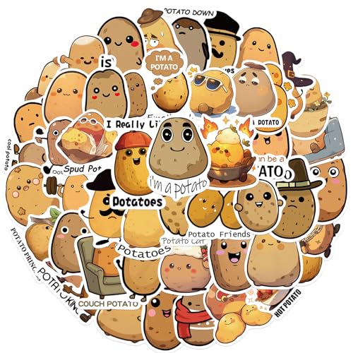 50PCS Funny Stickers Potato Stickers Cute Cartoon Vinyl Waterproof Stickers for Laptop,Bumper,Skateboard,Water Bottles,Computer,Phone, for Teens,Adult