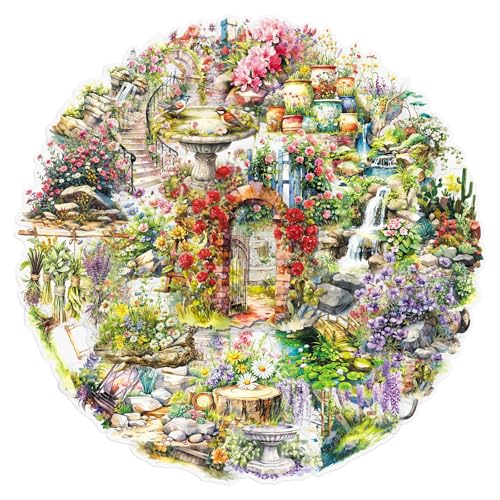 50Pcs Garden Patio Stickers, Waterproof Transparent Horticulture Floral Decals, Fresh Countryside Landscape Stickers for Scrapbook Journaling, Water Bottle Laptop Luggage Decor for Teens Adults