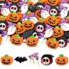 50Pcs Halloween Erasers Bulk, Mini Pumpkin Ghost Skull Bat Erasers, Cartoon Halloween Pencil Toppers for Halloween Trick or Treat Bags, Party Favors, Classroom Prizes