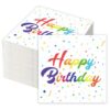 50PCS Happy Birthday Paper Napkins Colourful Dots Napkins Disposable Tableware for Kids Birthday Party Decorations Supplies