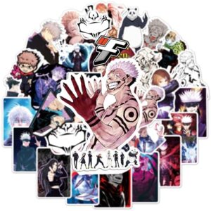 50Pcs JJK Stickers Pack Waterproof Vinyl Decals Anime Stickers for Laptop Skateboard Phone Guitar Travel Case Bike, Cartoon Style for Teenagers and Adults (B)