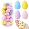 50 Pcs Mini Beauty Blender Set, Wet & Dry Use Makeup Sponges, Mixed Color Professional Foundation Blending Sponges with Storage Bottle for Daily Makeup