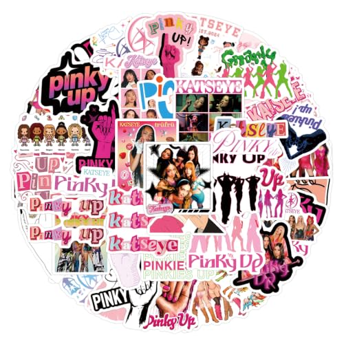 50Pcs Pinky UP Stickers for Water Bottle, Cool Kpop Idol KATSEYE Waterproof Vinyl Stickers for Adult Teen Girl Kids Laptop Skateboard Bike Guitar Laggage Travel Case Helmet Notebook Scrapbook