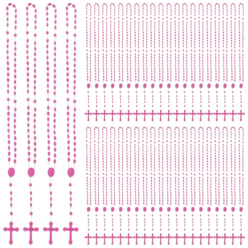 50 Pcs Rosary Beads Plastic Rosario Necklace Catholic Prayer Chain Rosary Bulk Religious Jewelry Rosarios Catolicos Spiritual Accessories Rosaries in Bulk Easter Favor (Purple,Non-Luminescent Version)