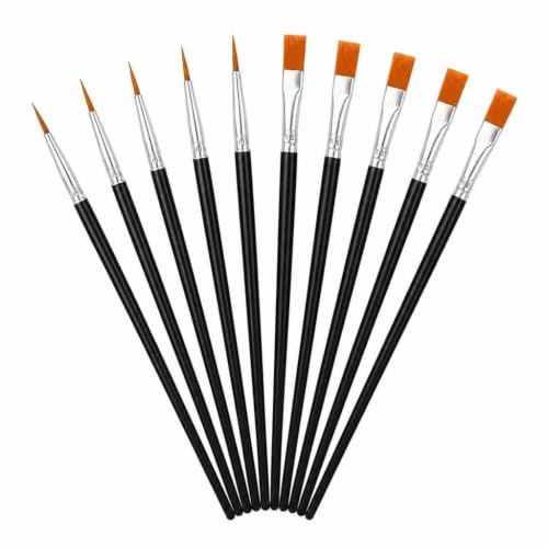 50 Piece Paint Brush Bulk Acrylic Paint Brushes Set Small Detail Painting Brushes Flat Round Tip Craft Brushes Watercolor Canvas Art Painting Kit Mini Painting Tools Blue Black Handle Brushes (Black)