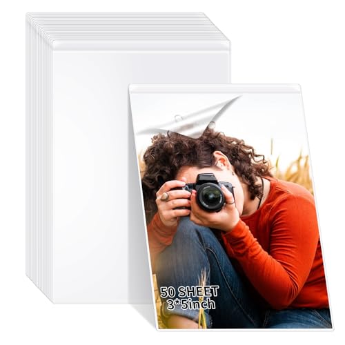 50 Sheets 3x5inch Self Seal Laminating Pouches Self Adhesive Laminating Sheet No Laminating Machine Needed for Photos Index Cards (3x5inch)