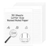 50 Sheets Handwriting Paper 8.5”x11” Narrow Ruled Spacing Raised Line Writing Paper Tactile Handwriting Paper Multi-Sensory Ruled Handwriting Tablet for 3rd Grade and Up