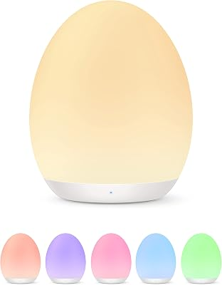 Night Light for Kids, Baby Night Light with 7 Colors Changing Mode & Stepless Dimming, Nursery Night Light BPA Free,Rechargeable Egg Night Light for Breastfeeding 1h Timer & Touch Control